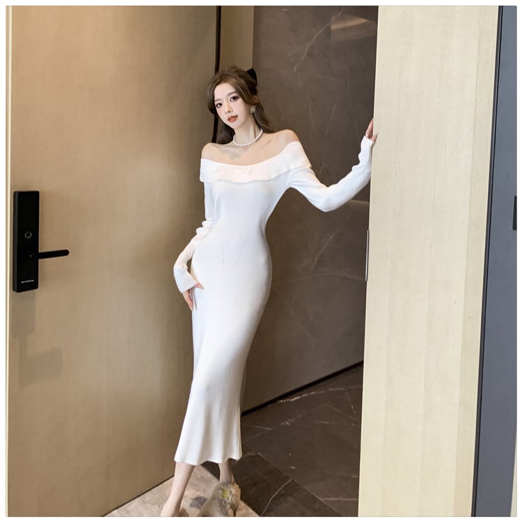 【dress】フリルニットワンピース M27638