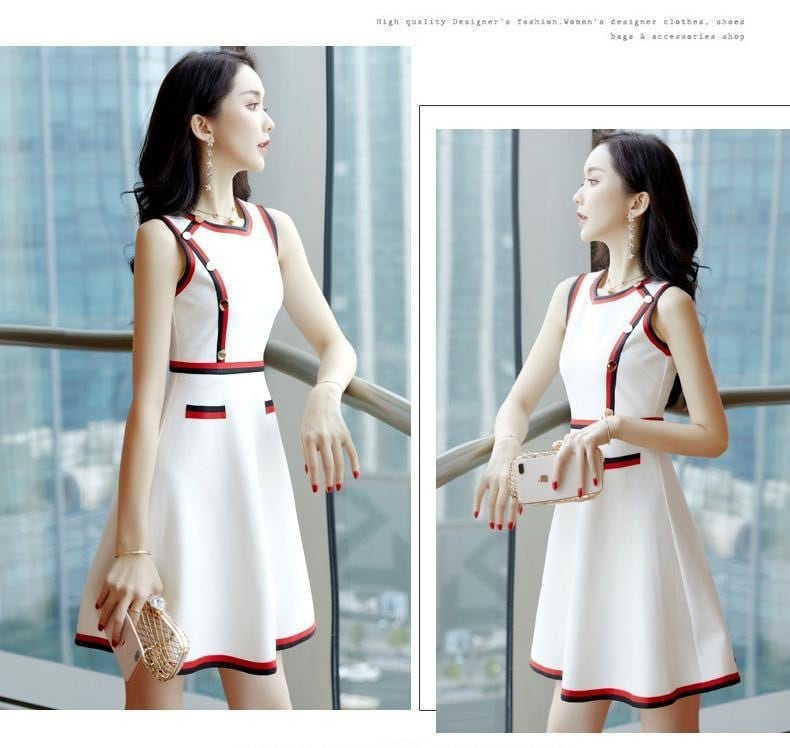 【dress】ノースリーブAラインワンピースF7332