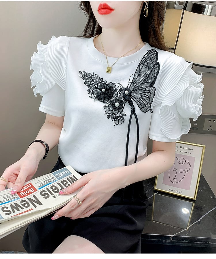 【tops】デザインフリルTシャツG21538