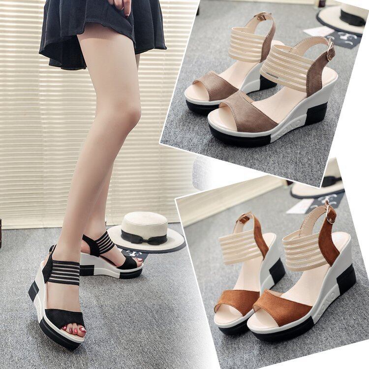 【shoes】選べる3色!履きやすい合わせやすい厚底配色韓国ファッションサンダル