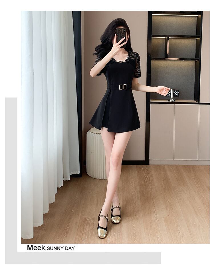 【set】レース切り替えワンピース+ショートパンツ2点セットG20672