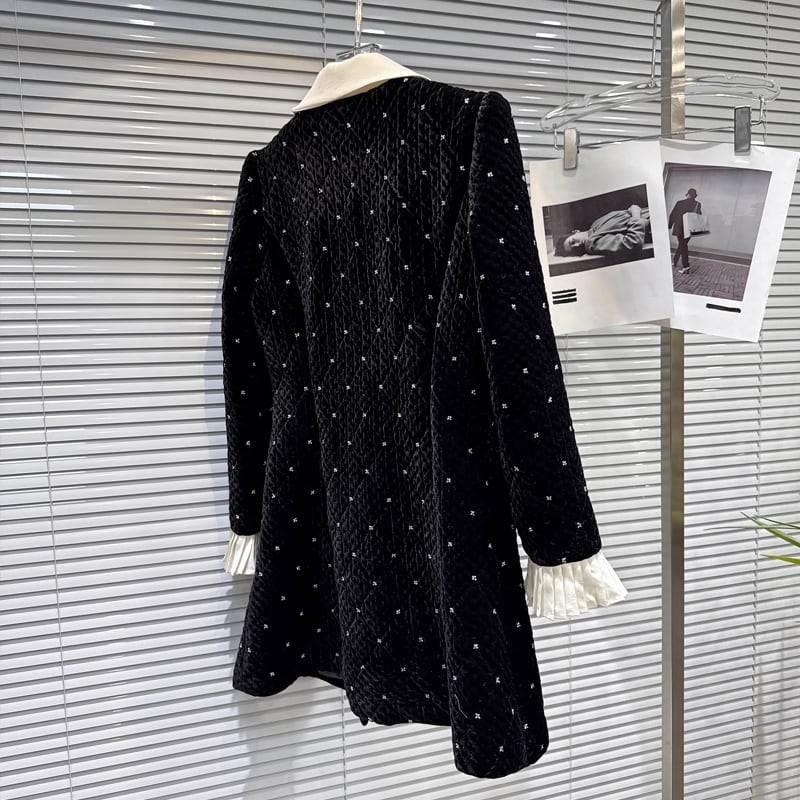 【outer】リボン付きピーターパンカラー中綿コート Q7331