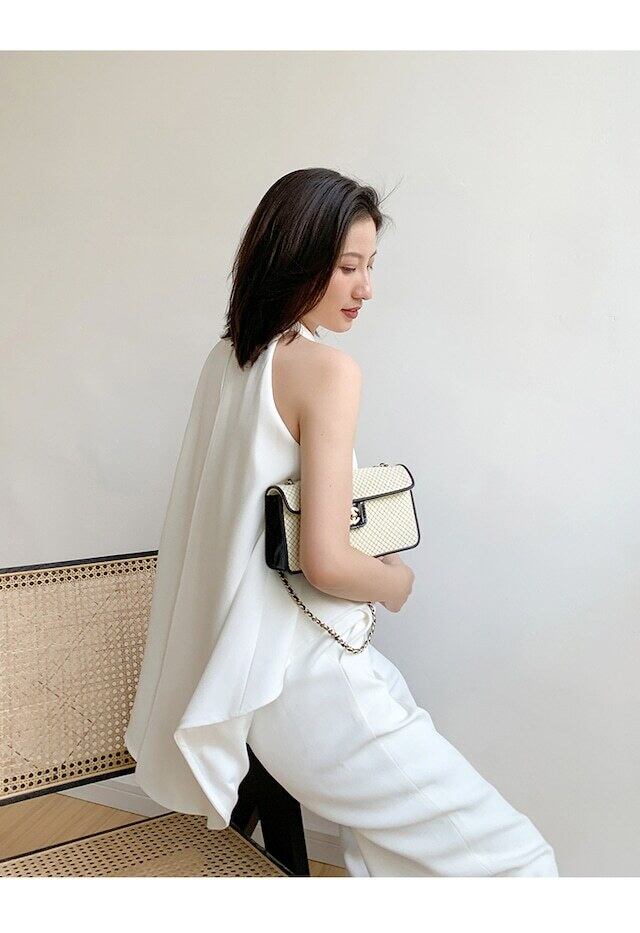 【set】ノースリーブ偽二つ切り替えオールインワンF7364