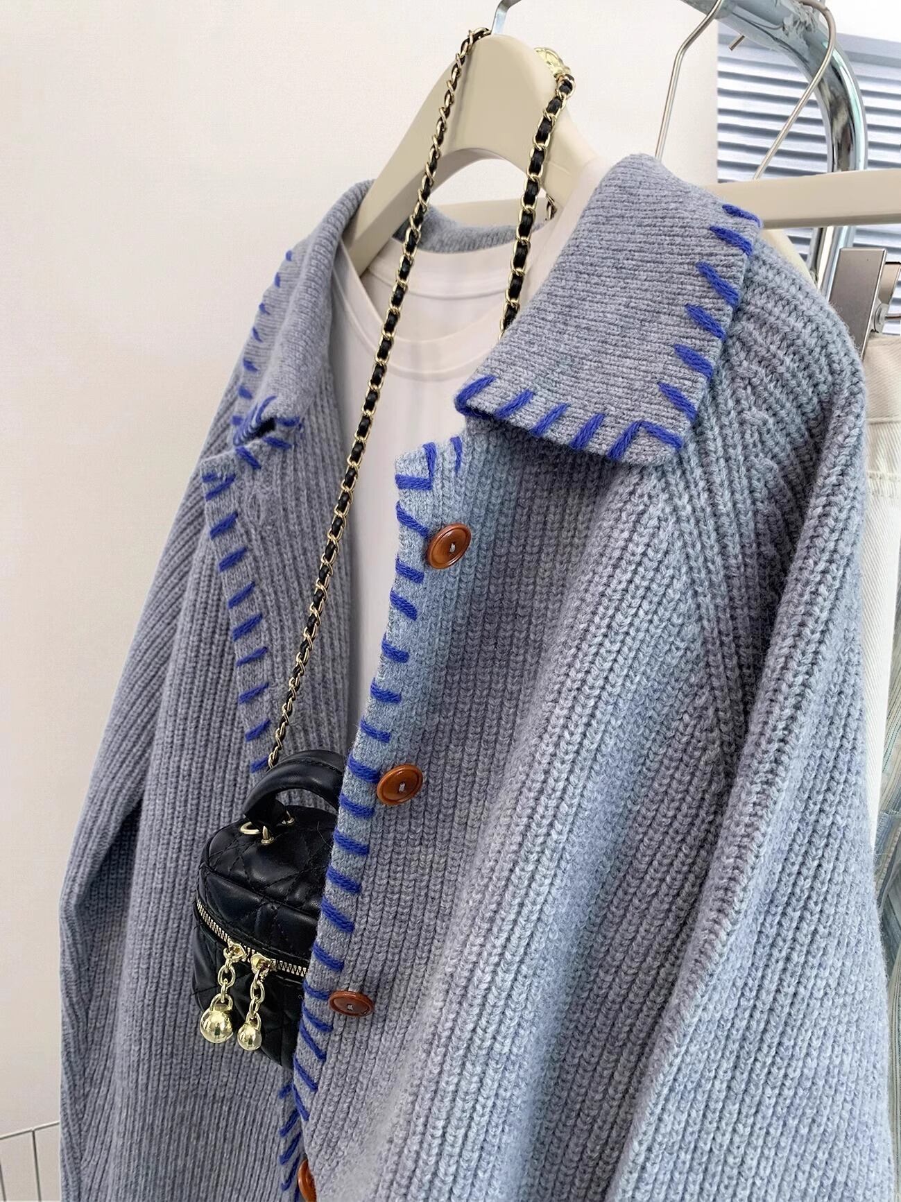 【outer】折り襟ニットカーデ M29260