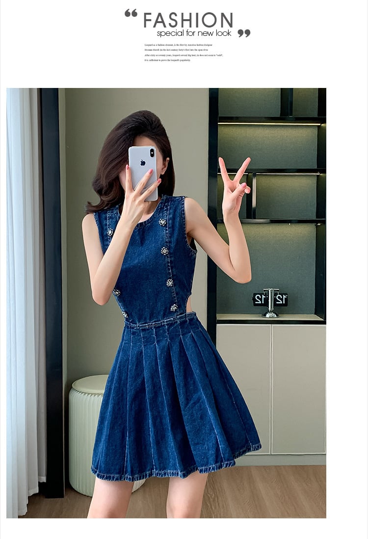 【dress】ノースリーブデニムワンピース M24160