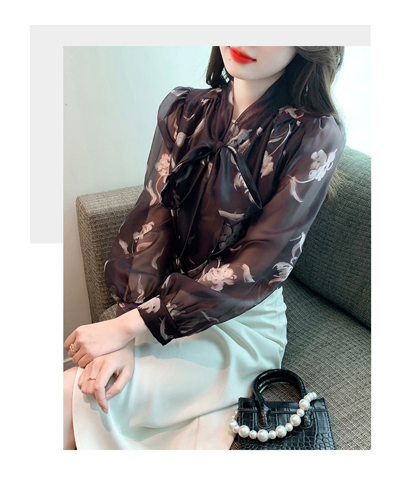 【tops】リボン付きシャツトップス M28157