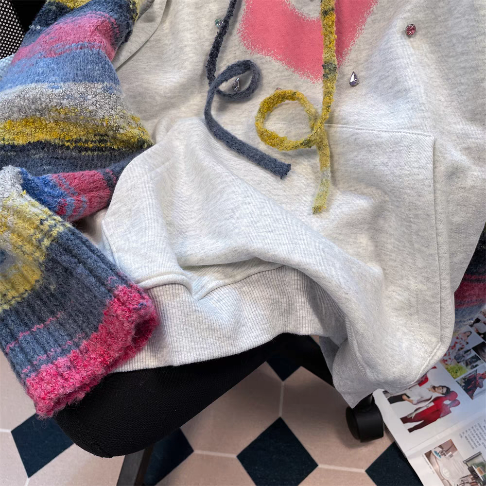 【tops】ニット切り替えフード付きパーカーG23267