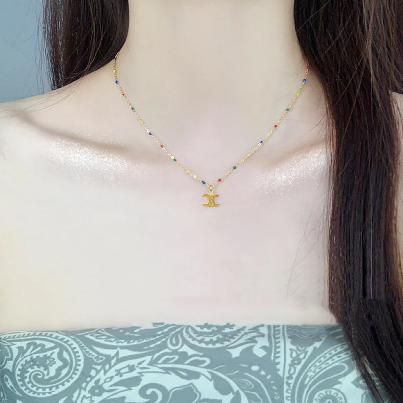 【小物】英字柄カラフルネックレスアクセサリーG21749