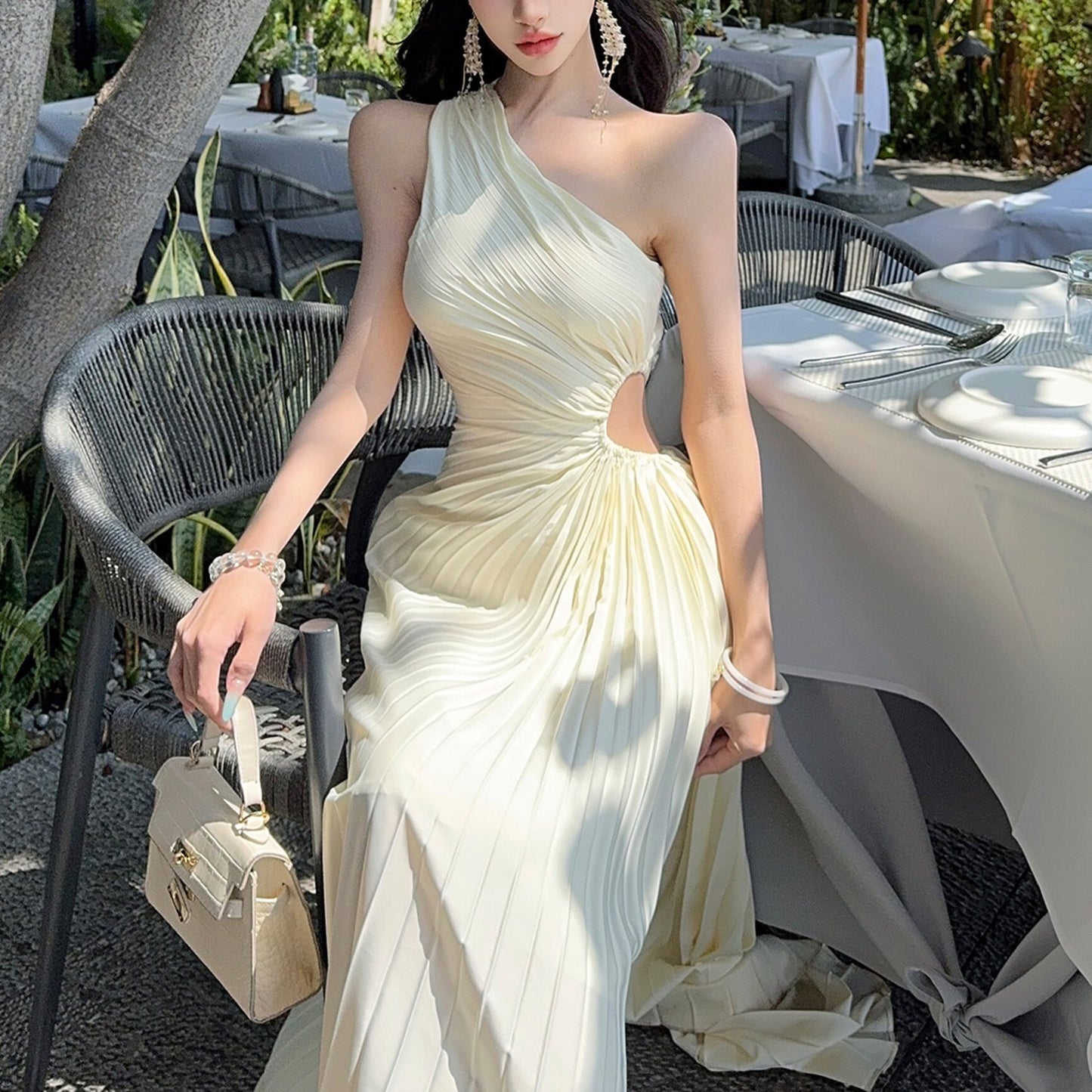 【dress】ウエストカットワンショルダーワンピース M30508