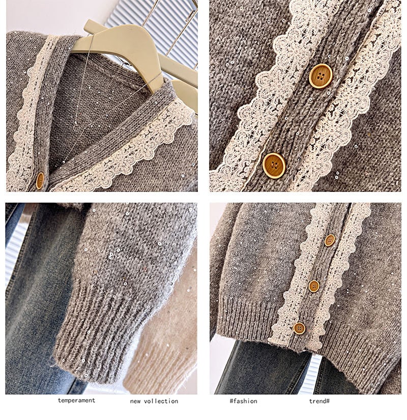 【outer】レース切り替えニットカーデ M28259