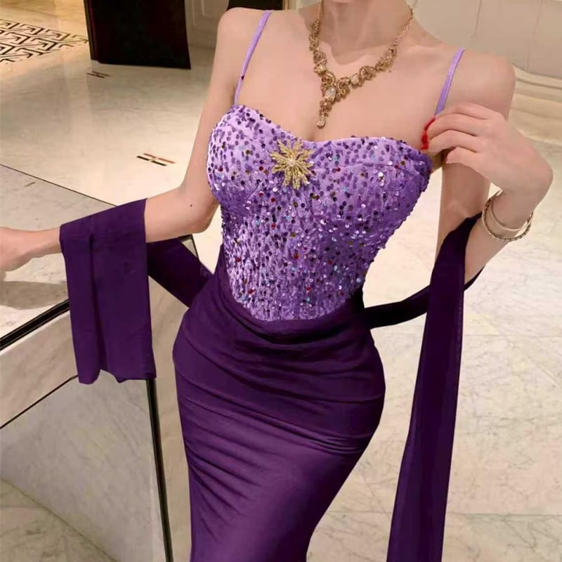 【dress】ラインストーン付きキャミワンピース Q7982