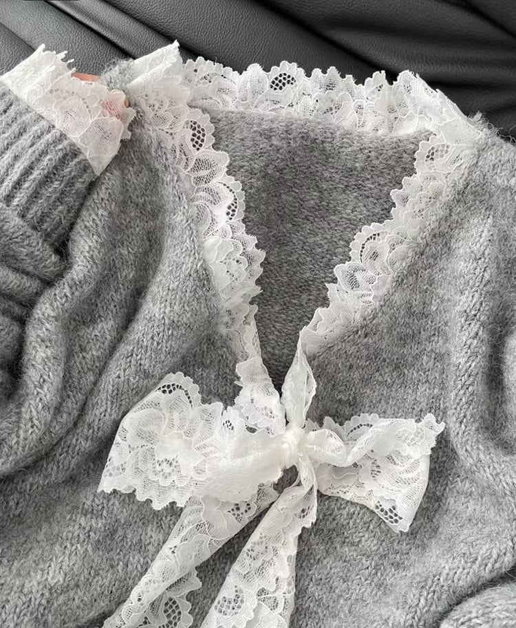 【tops】レース切り替ニットセーター M27085
