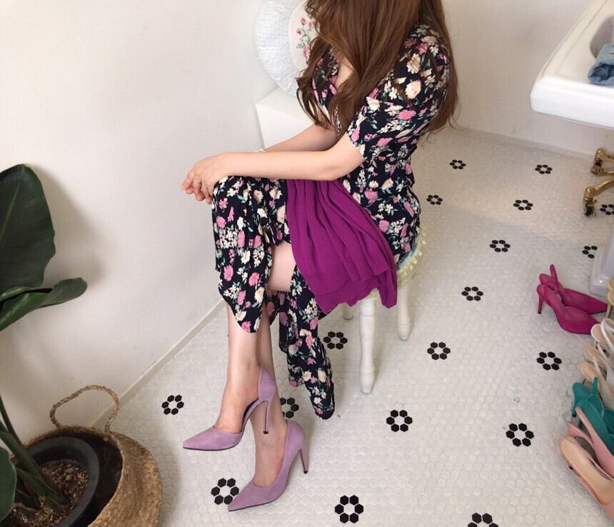 【dress】エレガントVネック気質満点夏スリット体型カバー着痩せシフォンワンピース G8301