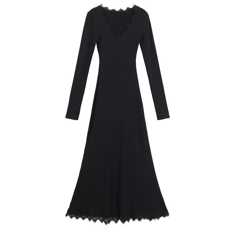 【dress】Vネックレースワンピース M19071