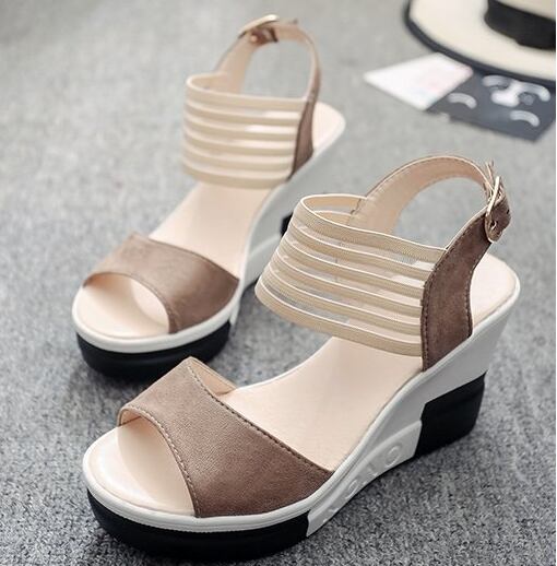 【shoes】選べる3色!履きやすい合わせやすい厚底配色韓国ファッションサンダル