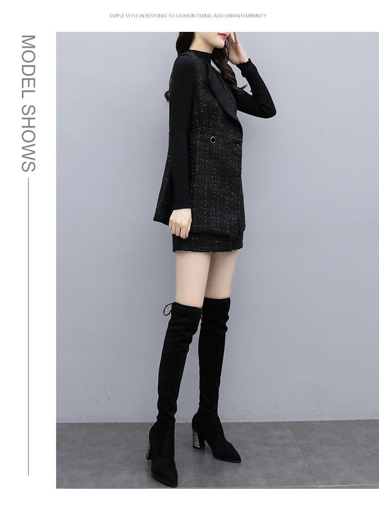 【set】好感度UP!気質満点スーツベストアウター+ショートパンツオシャレ2点セット G2861