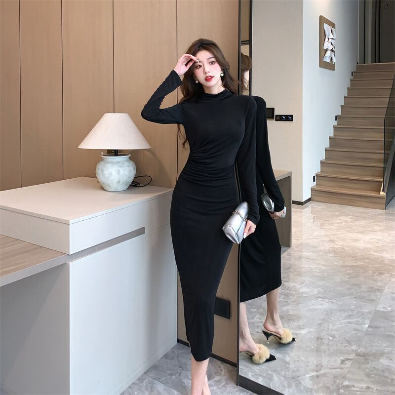 【dress】ハーフネック体型カバーワンピース G20645