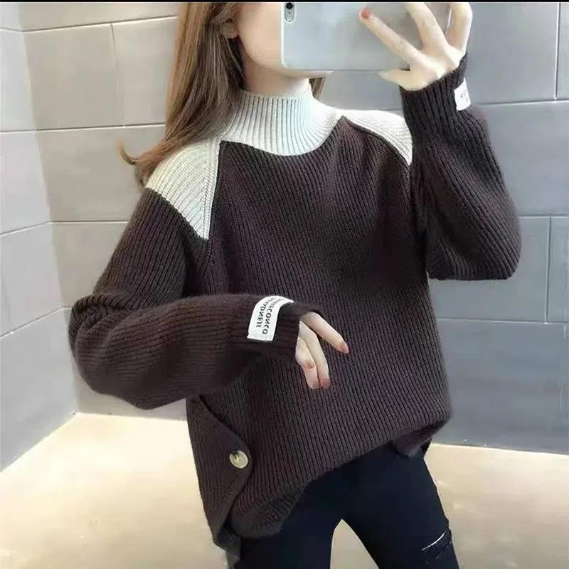 【tops】配色ニットセーター M28668