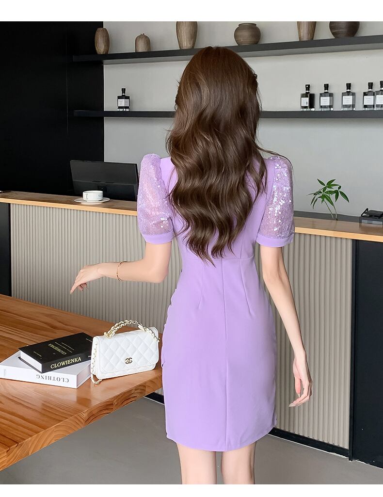 【dress】Vネック切り替えタイトワンピース G20995