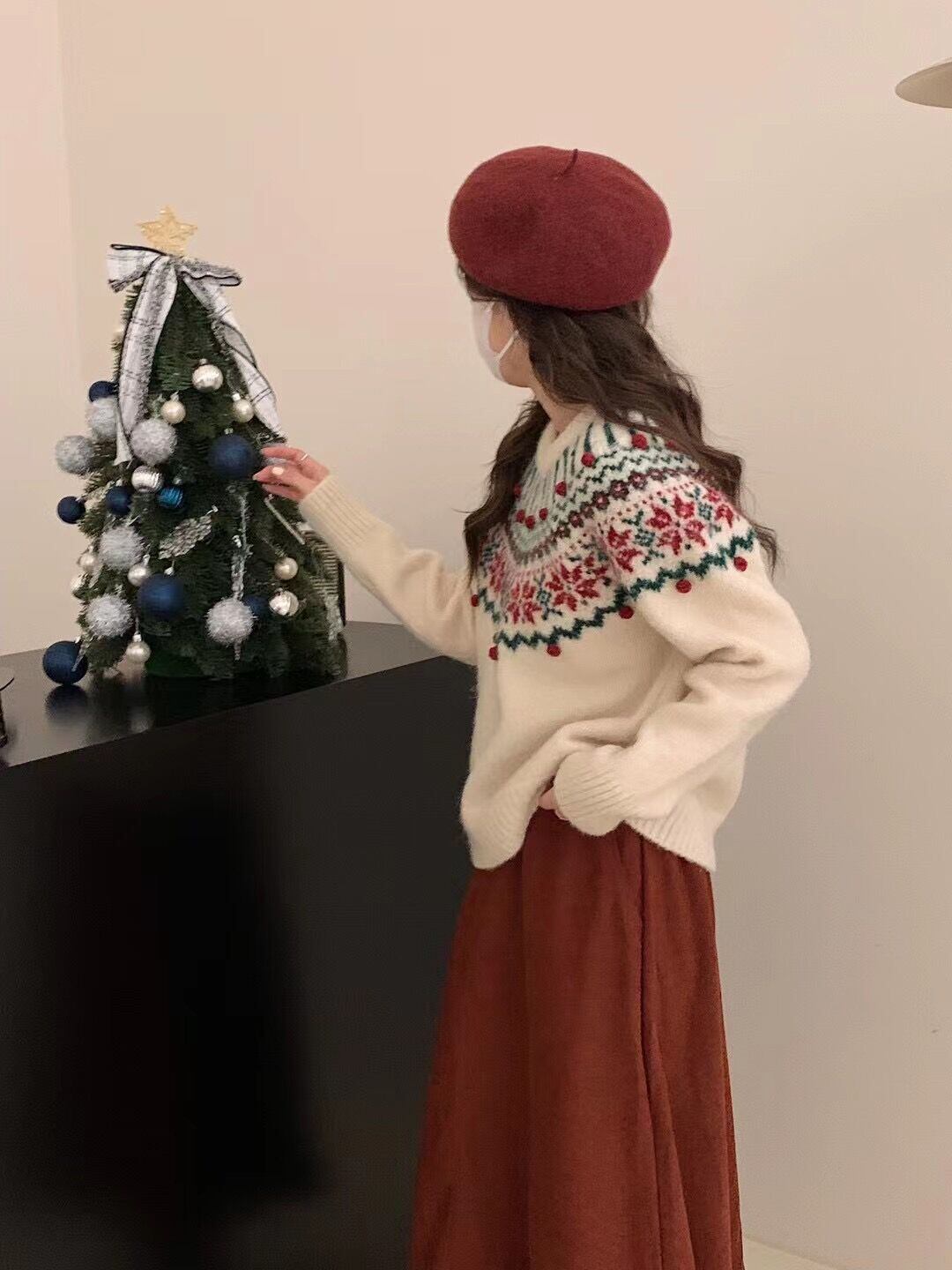 【tops】ジャカードニットセーター M27136