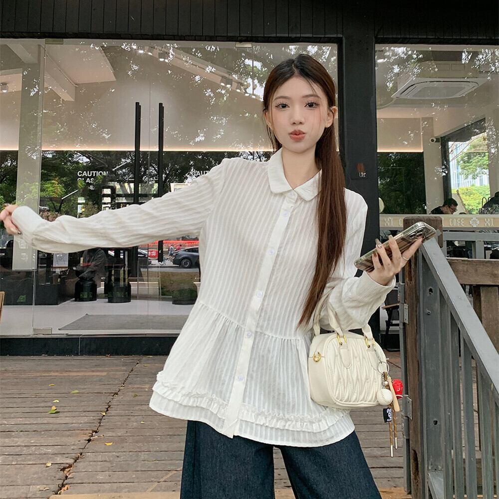 【tops】フリルシャツブラウス M29856