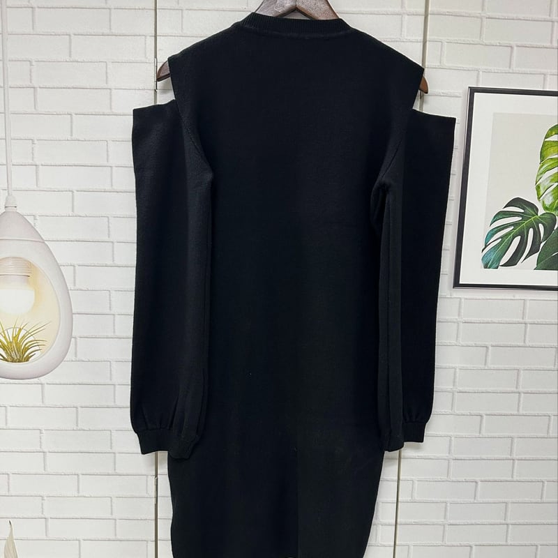 【dress】オープンショルダーニットワンピース Q7576
