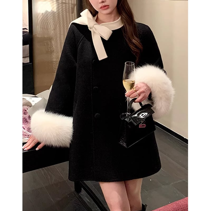 【outer】袖ファーケープコート M27476