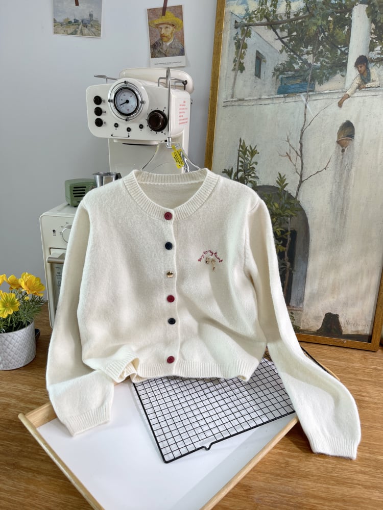 【outer】刺繍ニットカーデ M28625