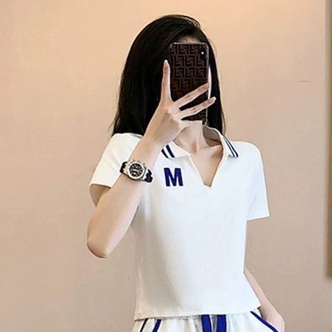 【set】POLOネックTシャツ+ショートパンツ2点セットF7451