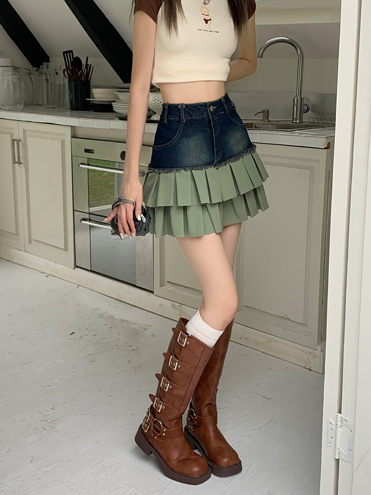 【bottoms】切り替えデニムスカートG20942