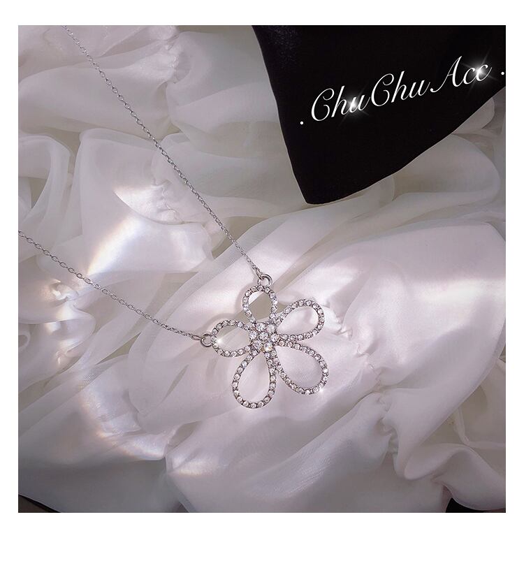 【小物】ラインストーンネックレスアクセサリーファッションスウィート花形