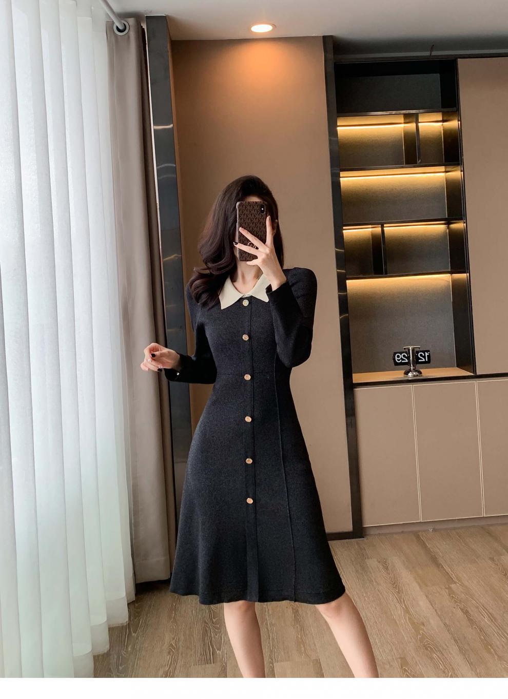 【dress】POLOネックニットワンピース M18763