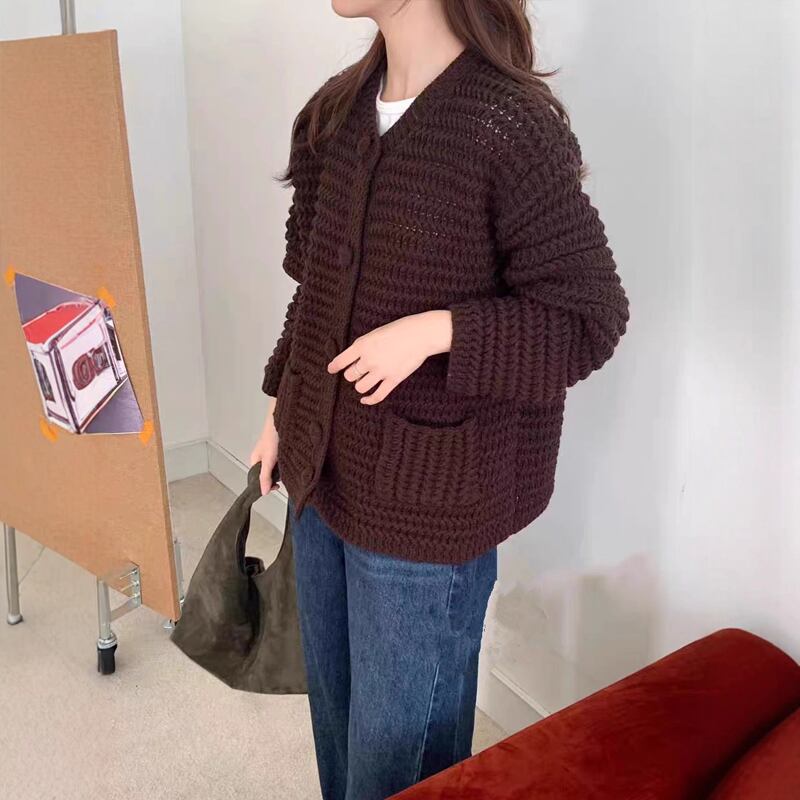 【outer】ニットカーディガン Q7148