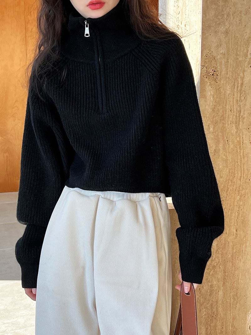 【tops】ハイネックニットトップス Q7396