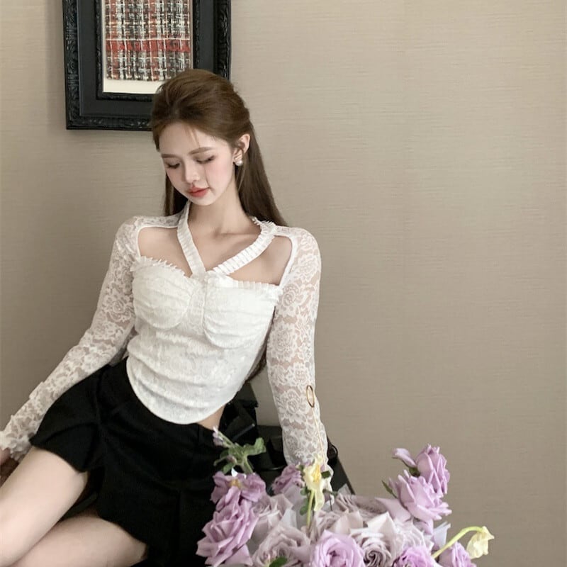 【tops】カットワークレーストップス M29336