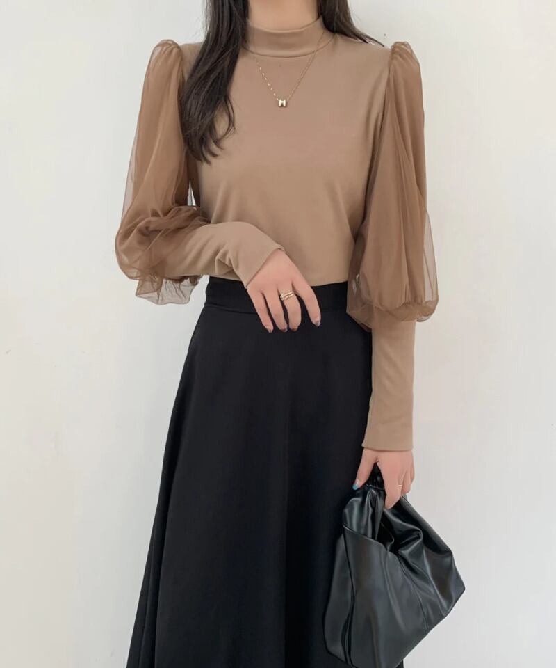 【tops】メッシュランタンスリーブTシャツG20261