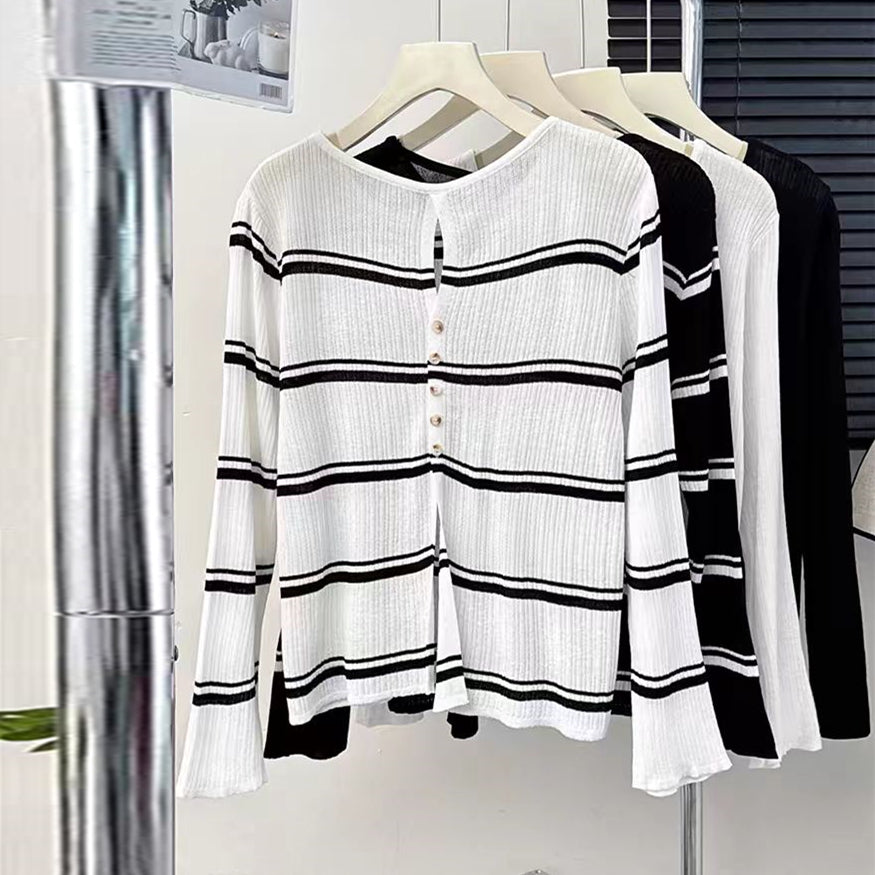 【tops】長袖スリットニットTシャツG22839
