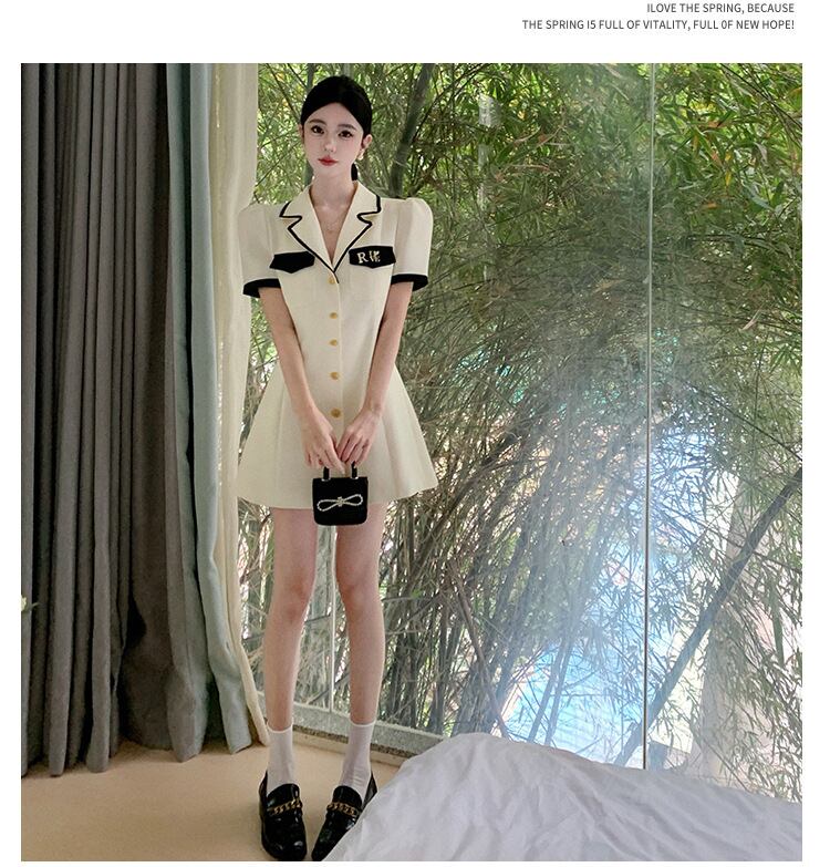 【dress】カラーマッチングスーツワンピース G21000