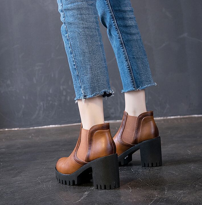 【shoes】チャンキーヒールブーツF0953