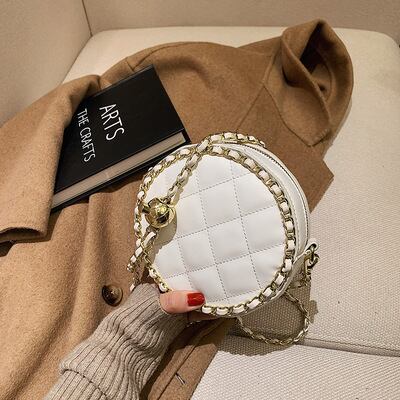 【小物】 高級感 レトロ無地斜め掛けファスナーデザインジッパーバッグ