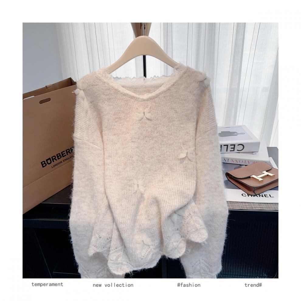 【tops】レース切り替えニットセーター M28244
