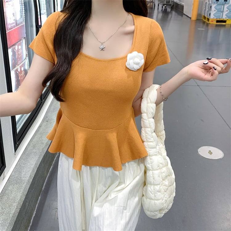 【tops】立体フラワーニットトップス M24585