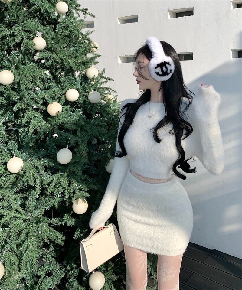 【set】美人度アップ!シンプル気質満点着痩せトップス+スカートセクシー2点セット G10058