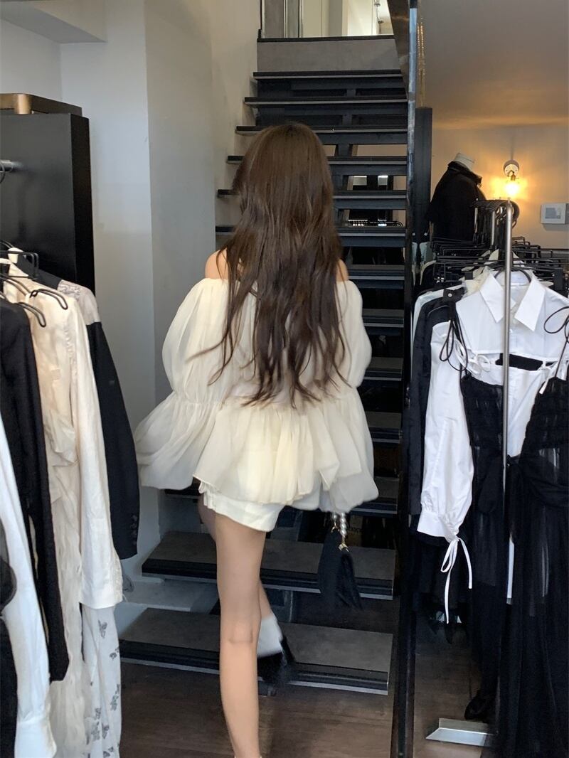 【tops】オフショルダーパフスリーブ ブラウスG20416