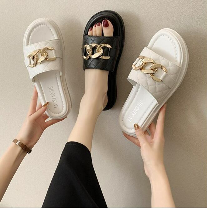 【shoes】絶対流行2色INS風超人気履きやすいキレー目韓国ファションサンダルスリッパF2367
