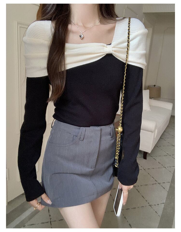 【tops】配色ニットトップス M27702
