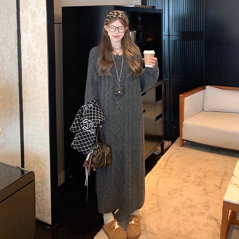 【dress】ロングニットワンピース Q7697