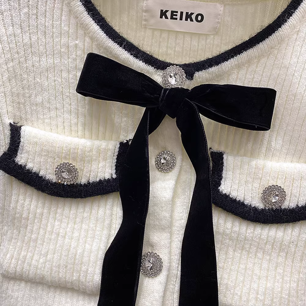 【outer】ラウンドネックニットカーディガンF8107