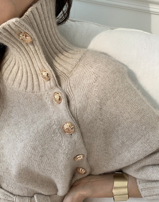 【dress】 韓国系好感度UP!気質満点秋冬レトロハイネックセーターニットワンピース G2023