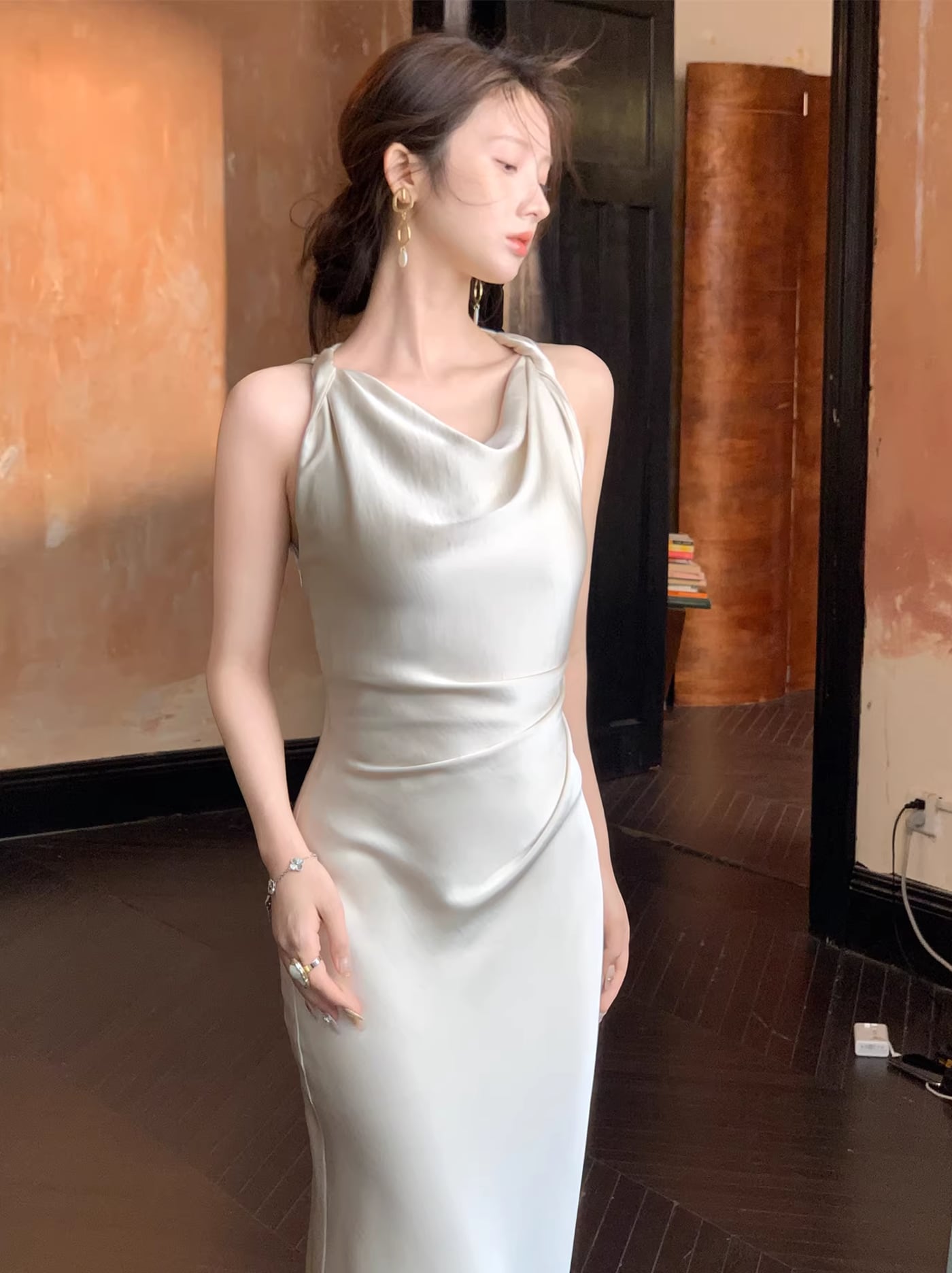 【dress】ノースリーブロングワンピース Q7983